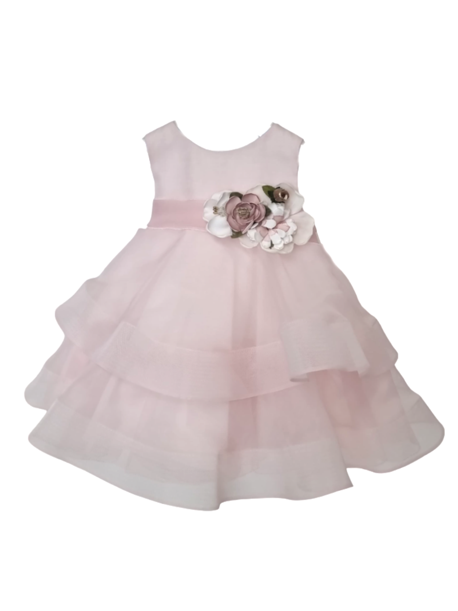 Mimilù abito da cerimonia con balze in organza rosa 376 UNI MImilù 