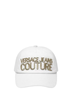 Versace Jeans Couture cappello con visiera logo ricamato bianco oro