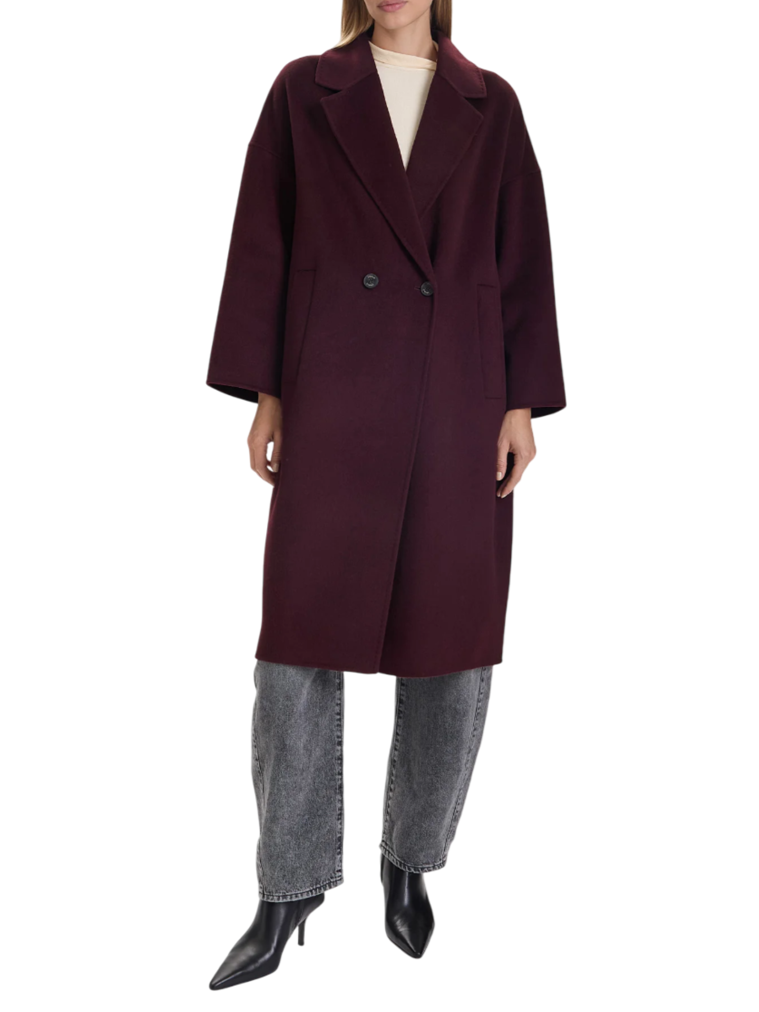 Vicolo cappotto doppiopetto lungo misto lana bordeaux TF0003 BORDEAUX VICOLO 