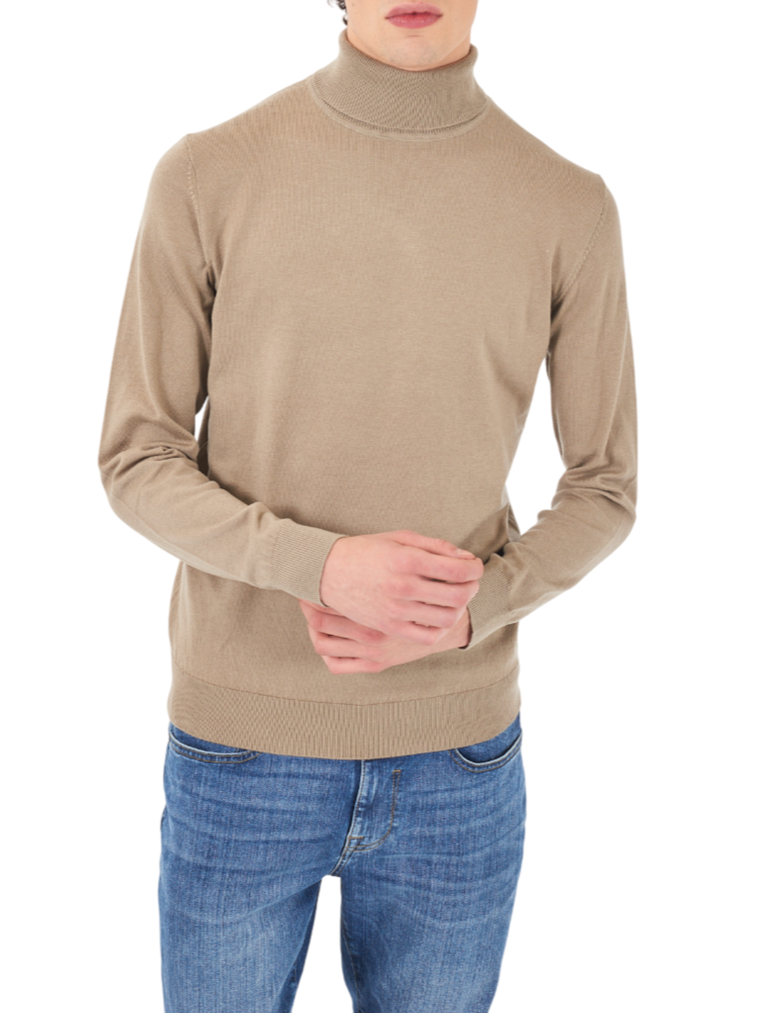 Yes Zee maglia dolcevita uomo misto lana beige M800-HL00 0298 YES-ZEE 