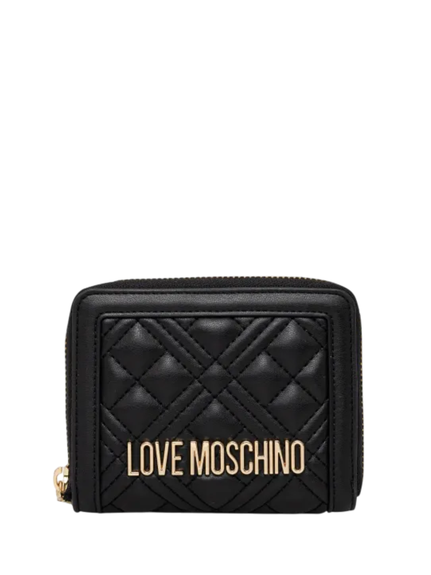 Love Moschino portafogli in ecopelle trapuntata con zip nero oro JC5710PP0M-LA0 000 MOSCHINO LOVE 