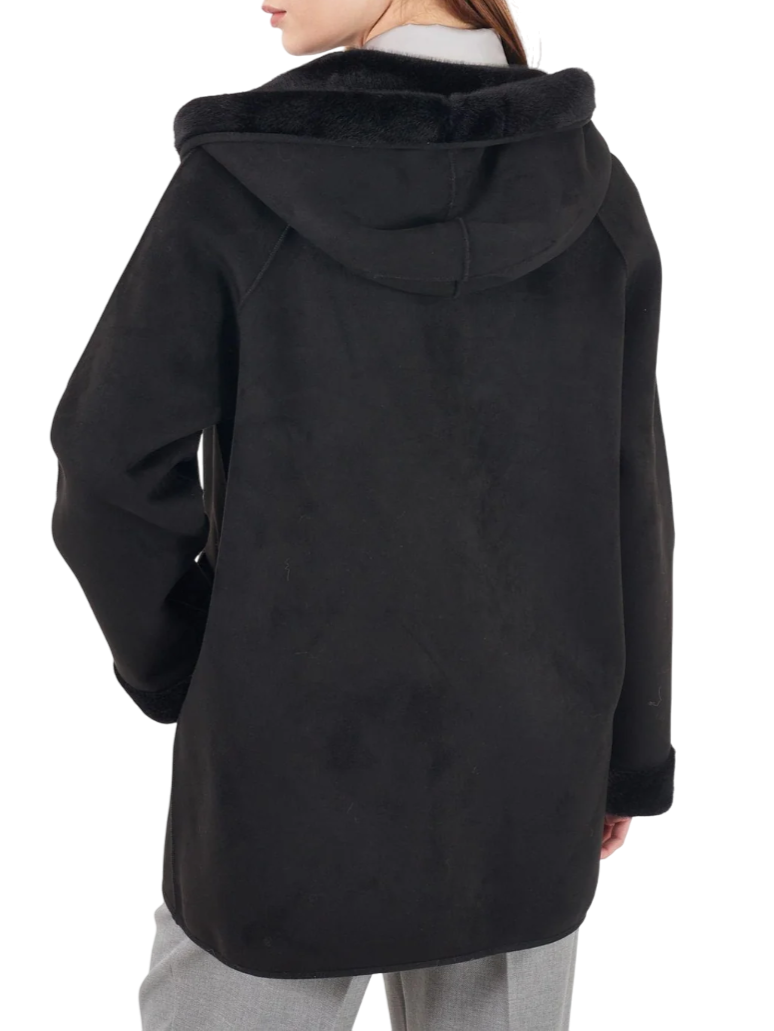 Yes Zee cappotto reversibile in ecopelliccia nero O026-KV00 0801 YES-ZEE 