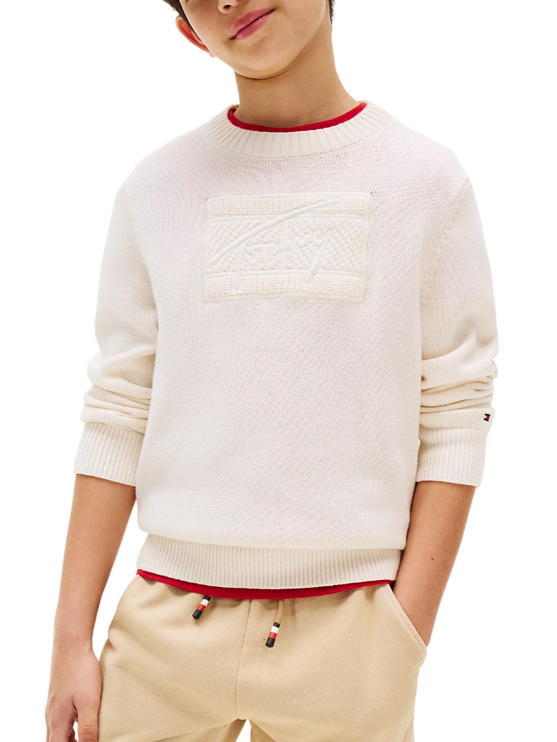 Tommy Hilfiger maglia bambino con logo avorio KB0KB09810 Z00 Tommy Hilfiger 