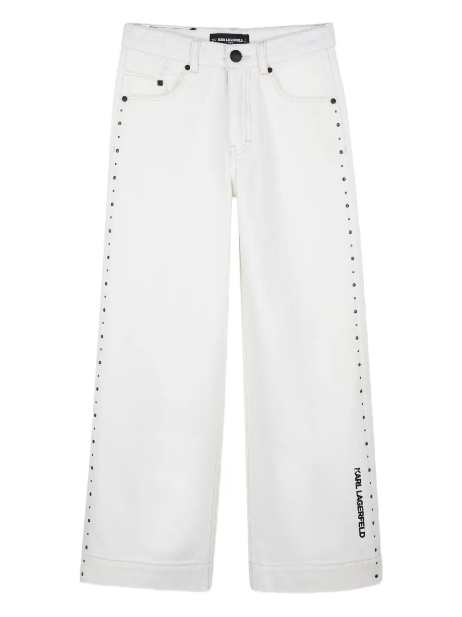 Karl Lagerfeld jeans wide leg bambina con strass panna Z31127 ECRU KARL LAGERFELD KIDS 
