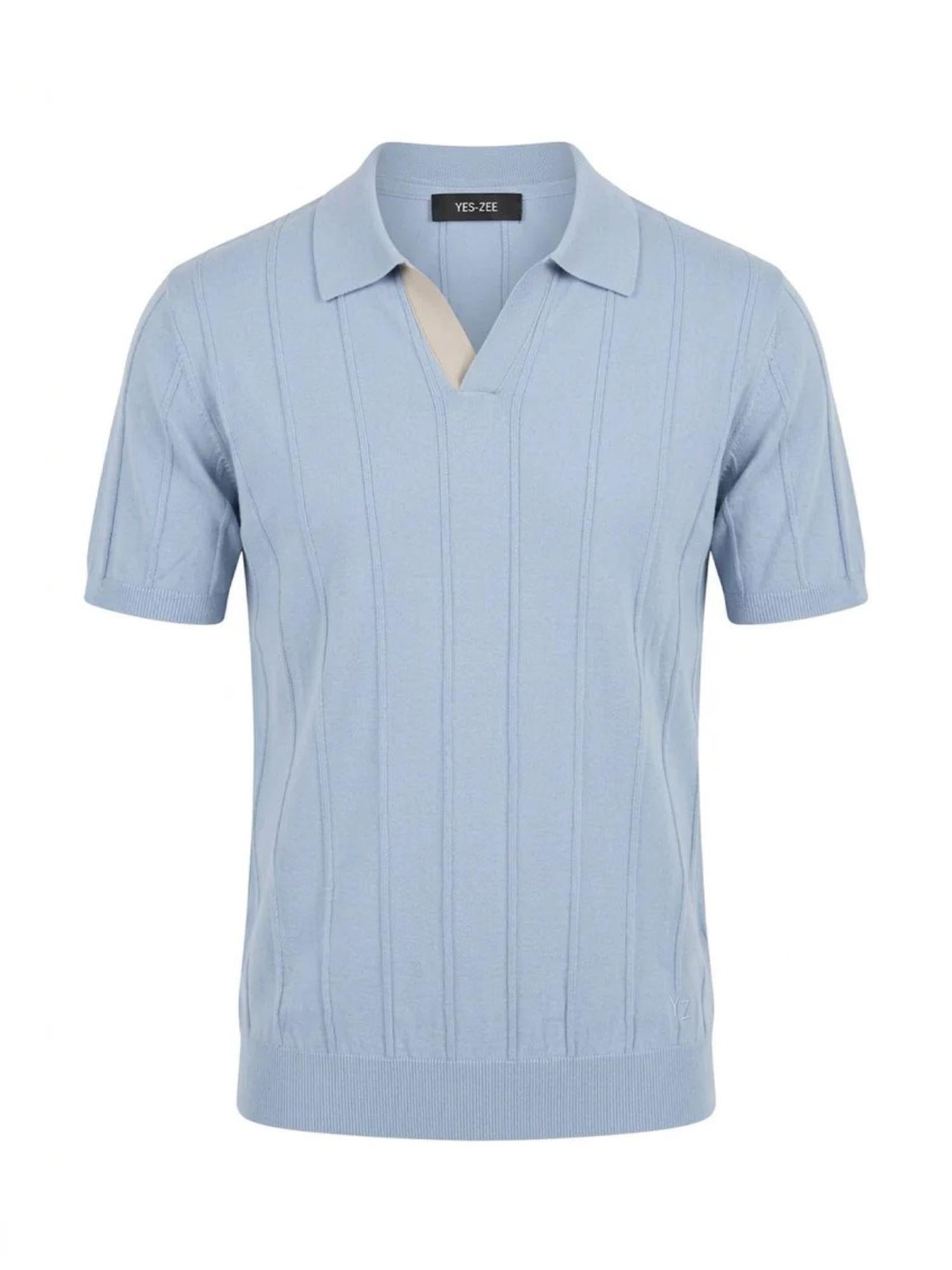 Yes Zee polo uomo in maglia di cotone celeste M725-H500 0633 YES-ZEE 