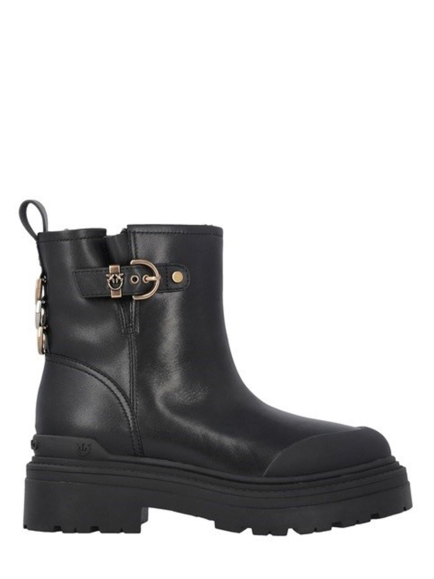 Pinko stivaletti anfibi Mia in pelle nero SD0409P001 Z99 PINKO 