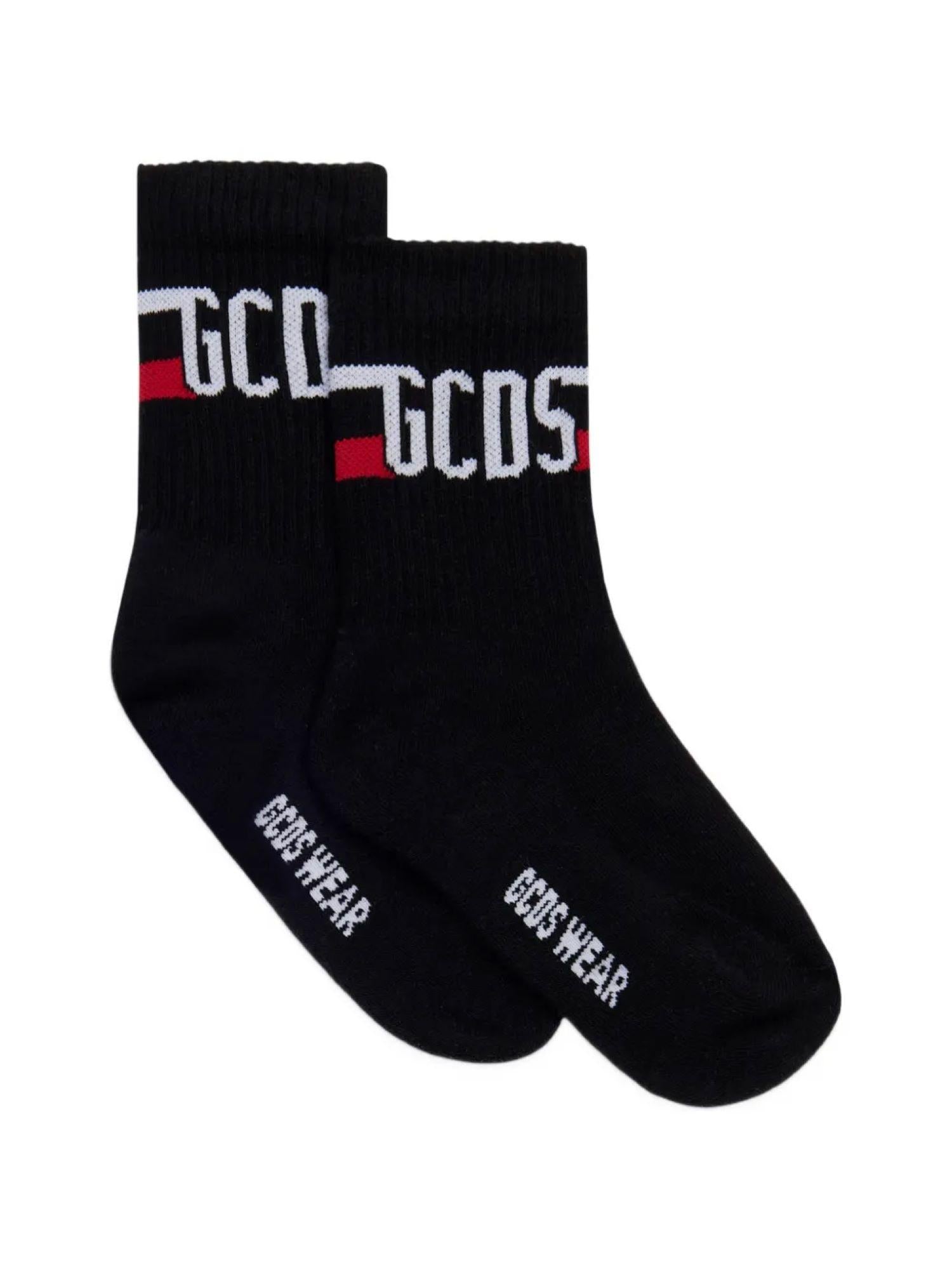 Gcds calzini unisex bambino con logo nero Z0UJQQ611T801 BLACK-RED GCDS 