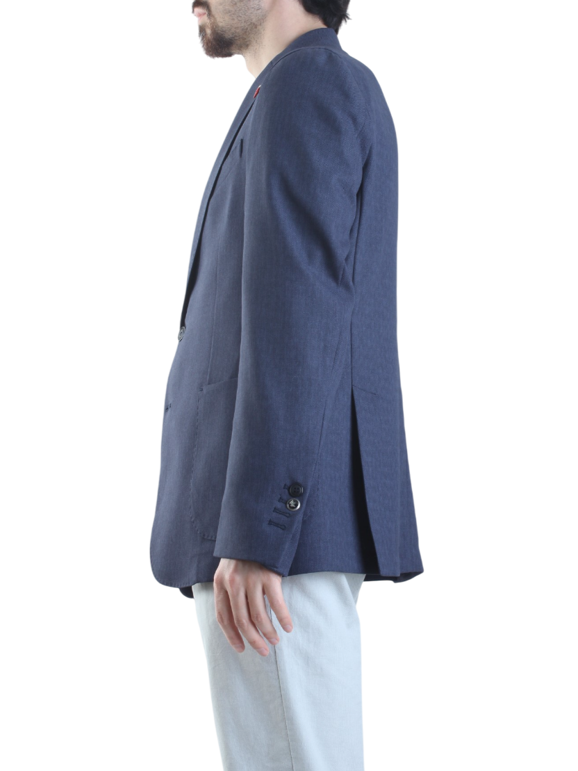 Mulish giacca blazer monopetto con trama spigata blu