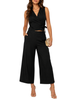 Le Streghe pantaloni crop donna wide leg nero