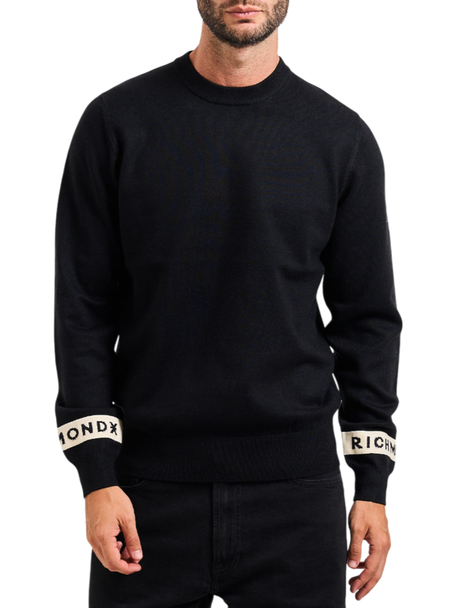 John Richmond maglia uomo con dettagli logati nero UMA25035MA BLACK John RICHMOND 