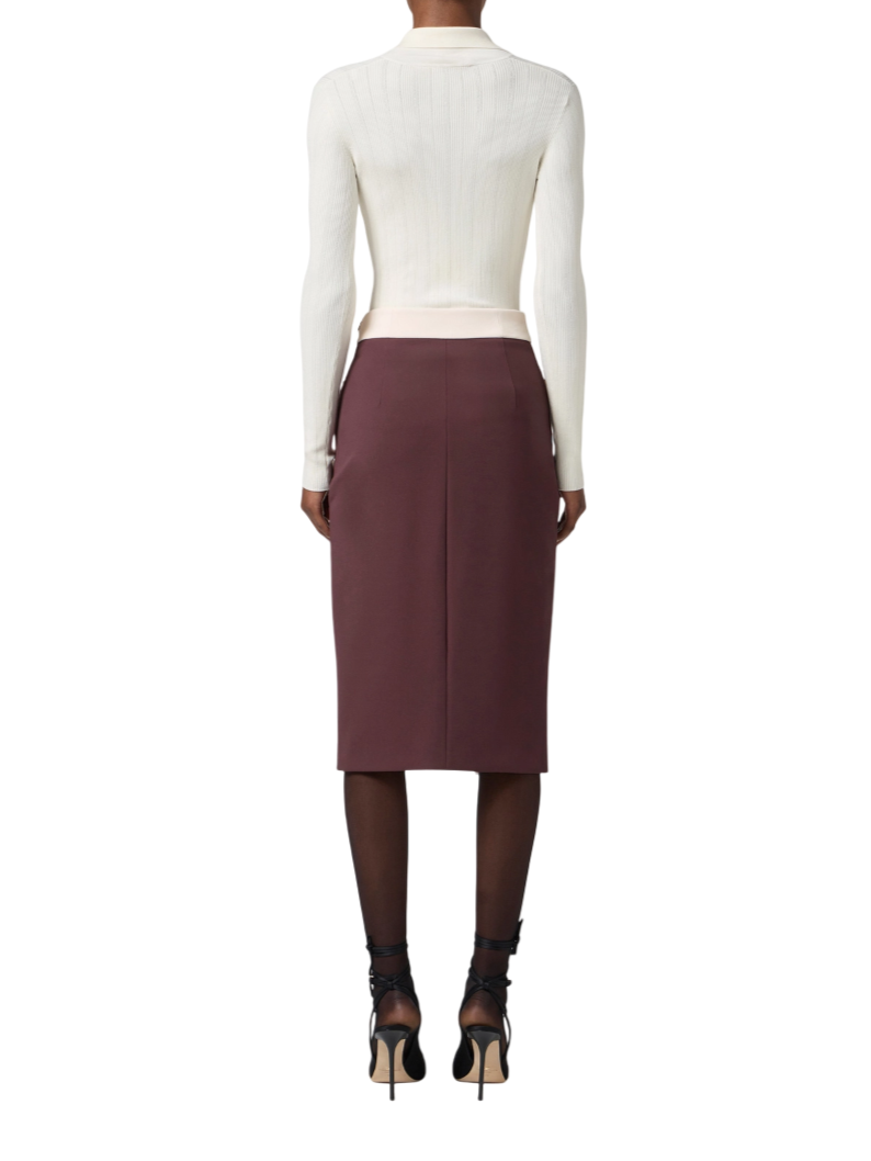 Elisabetta Franchi maglia a costine con dettaglio gioiello panna MK09B56E2 DZ9 ELISABETTA FRANCHI 