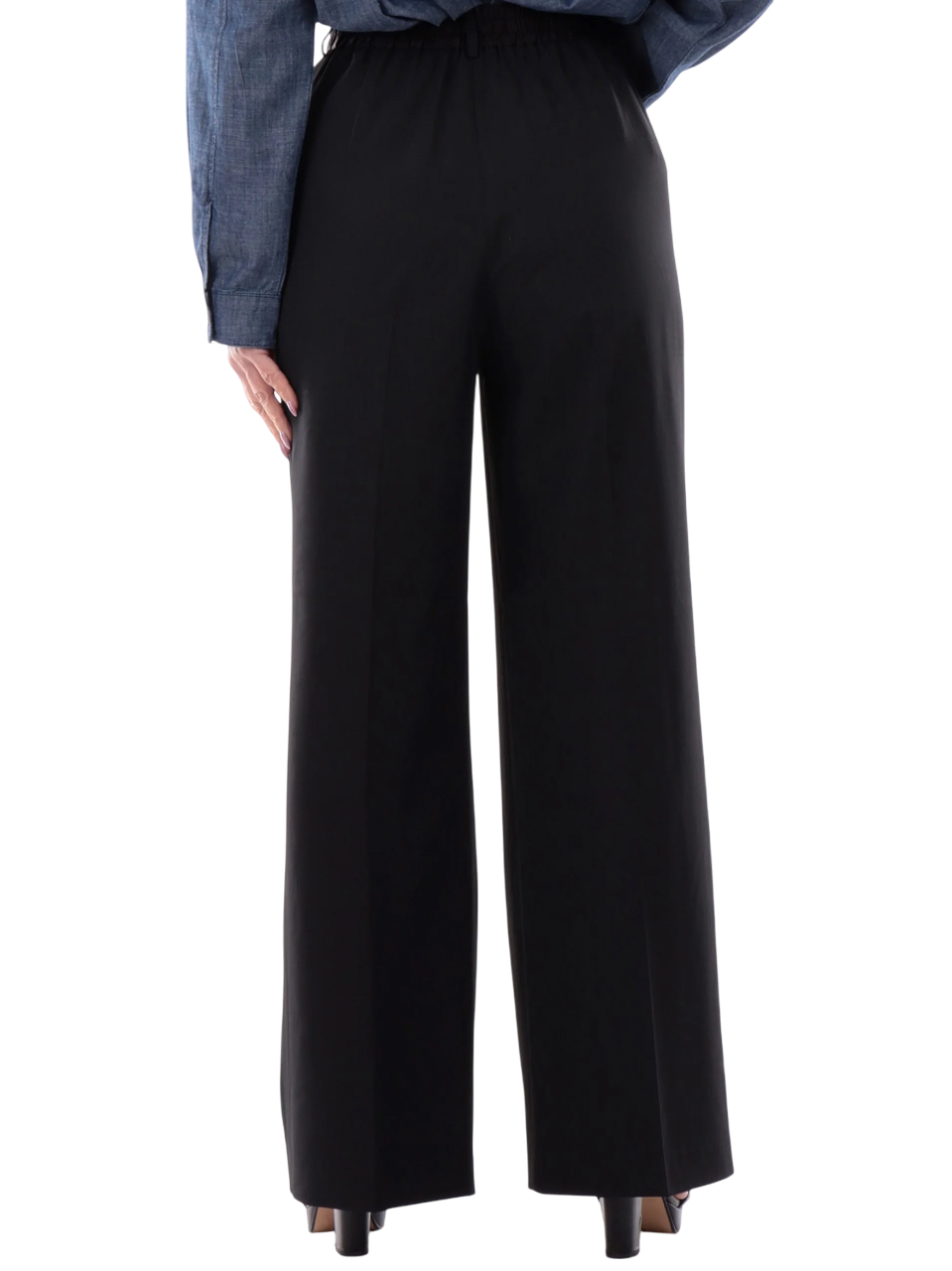 Yes Zee pantaloni vita alta a gamba larga nero P385-KE00 0801 YES-ZEE 