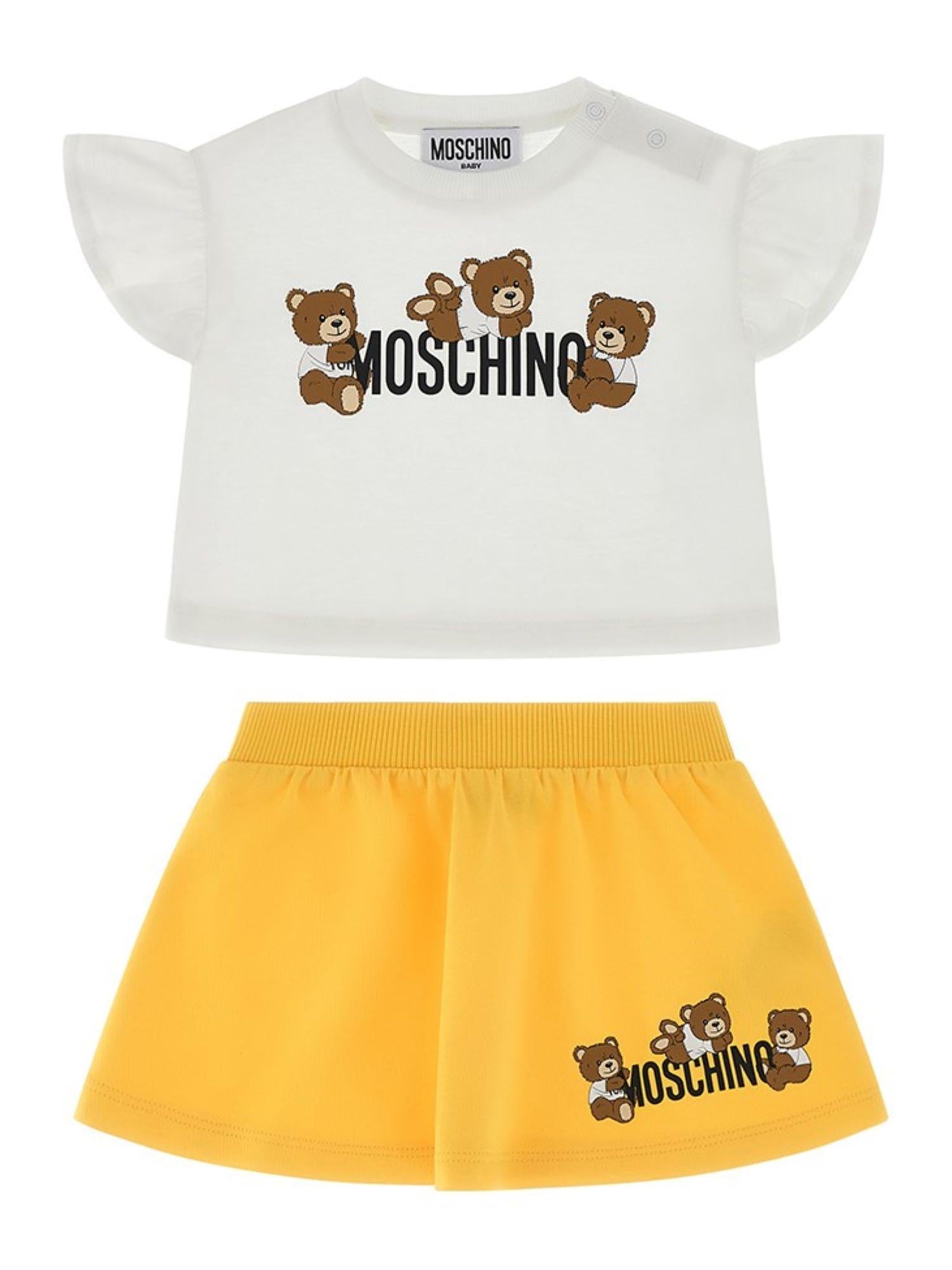 Moschino completo neonata T-shirt e gonna bianco giallo MAG01G-LCA19 82673 MOSCHINO 