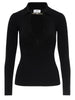 Elisabetta Franchi maglia a costine con dettaglio gioiello nero