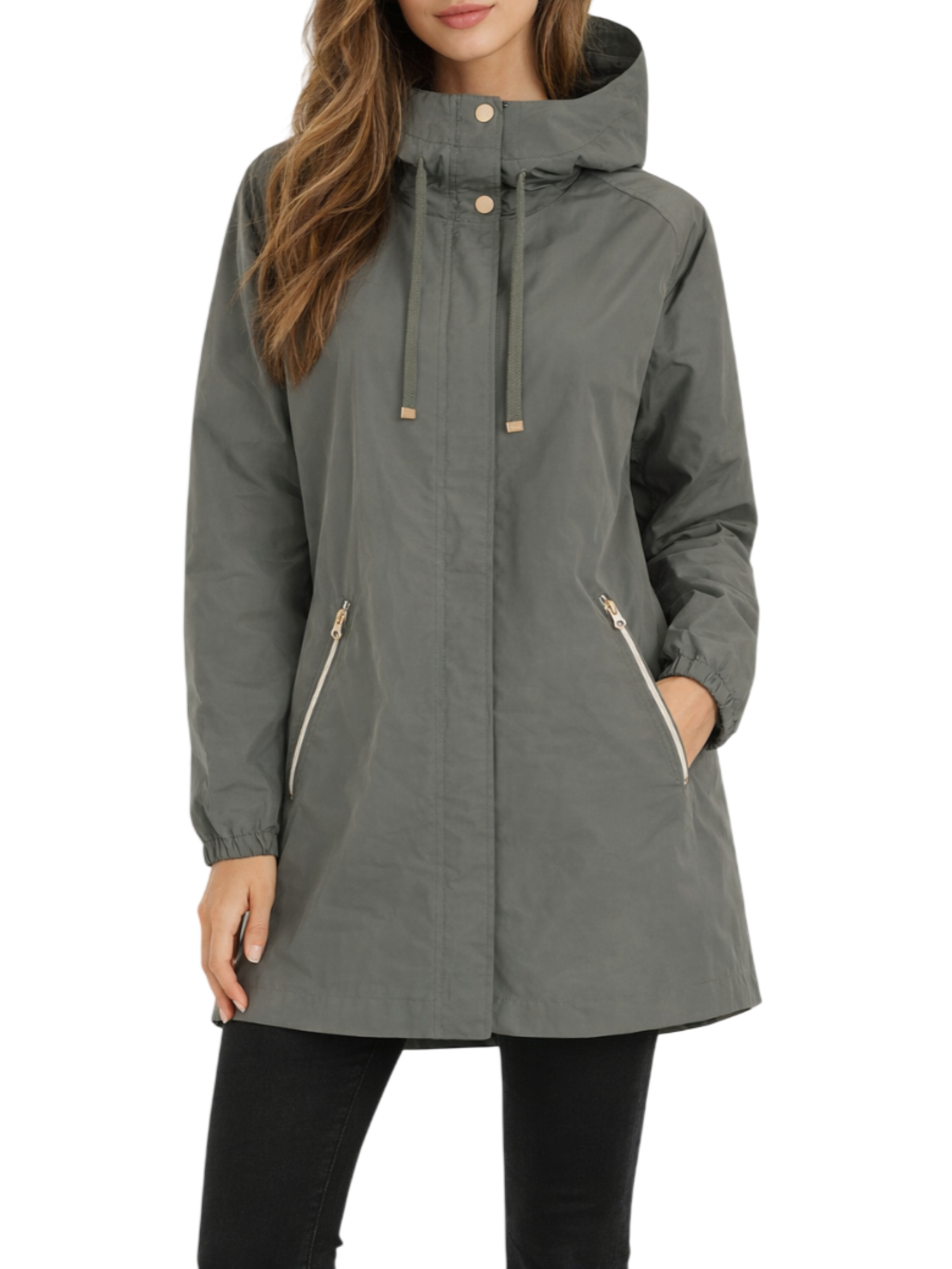 Yes Zee parka leggero con cappuccio verde O430-NH00 0979 YES-ZEE 