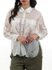 Yes Zee camicia cargo donna con trasparenze panna