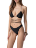 Me Fui bikini triangolo con laccetti e slip nero