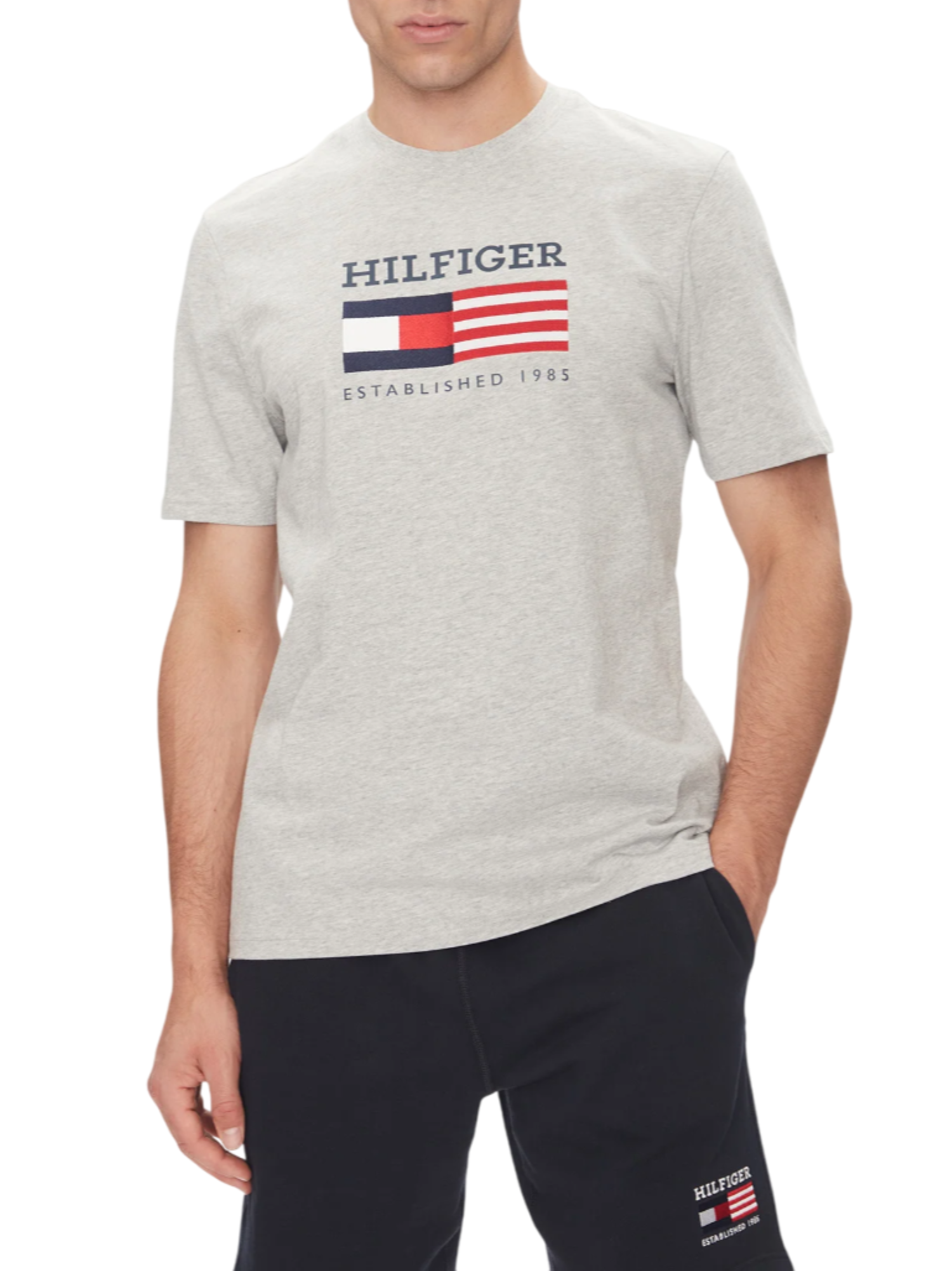 Tommy Hilfiger T-shirt manica corta con logo grigio MW0MW39843 P01 Tommy Hilfiger 