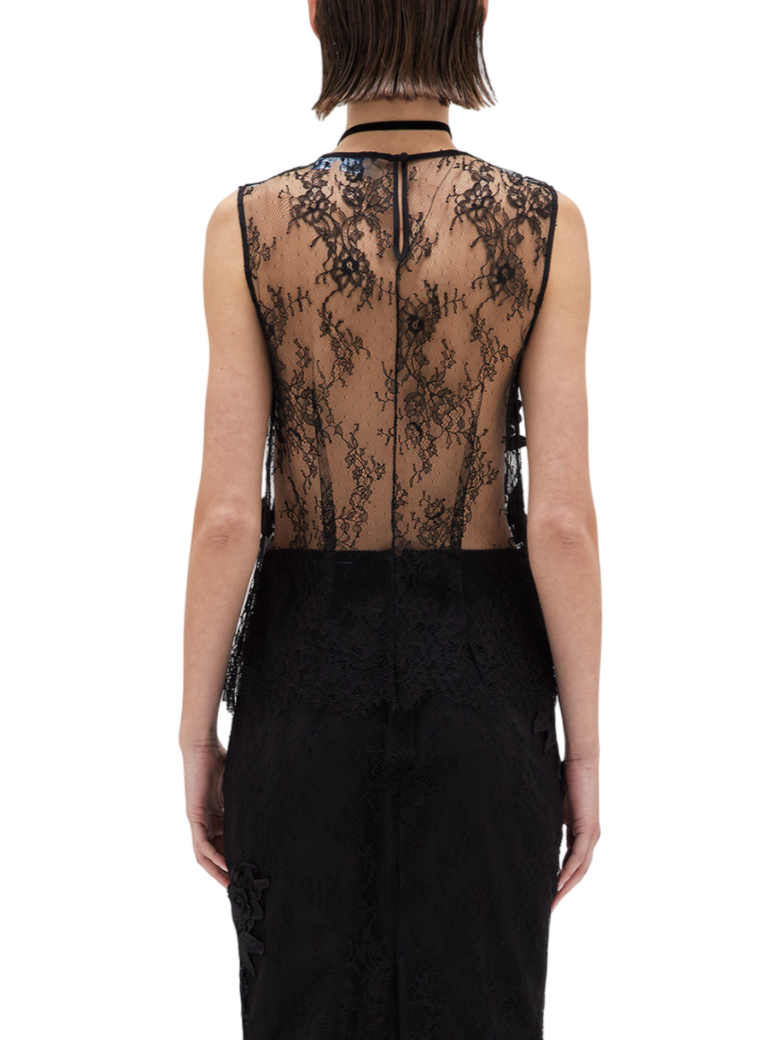Blugirl top in pizzo con applicazioni floreali macramè nero RA5114J4881 22222 BLUGIRL 