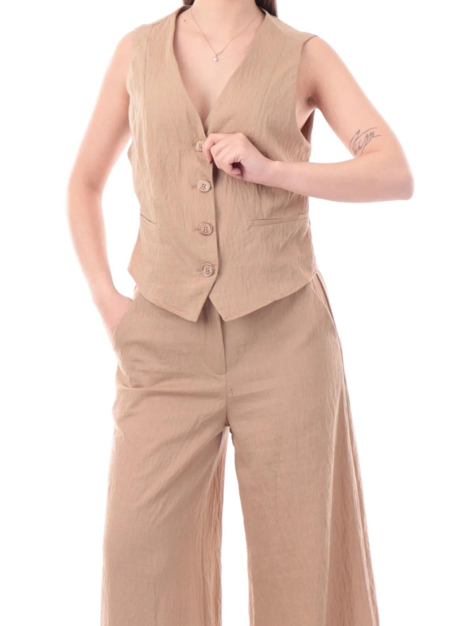 Yes Zee gilet donna misto lino beige G213-EV00 0298 YES-ZEE 