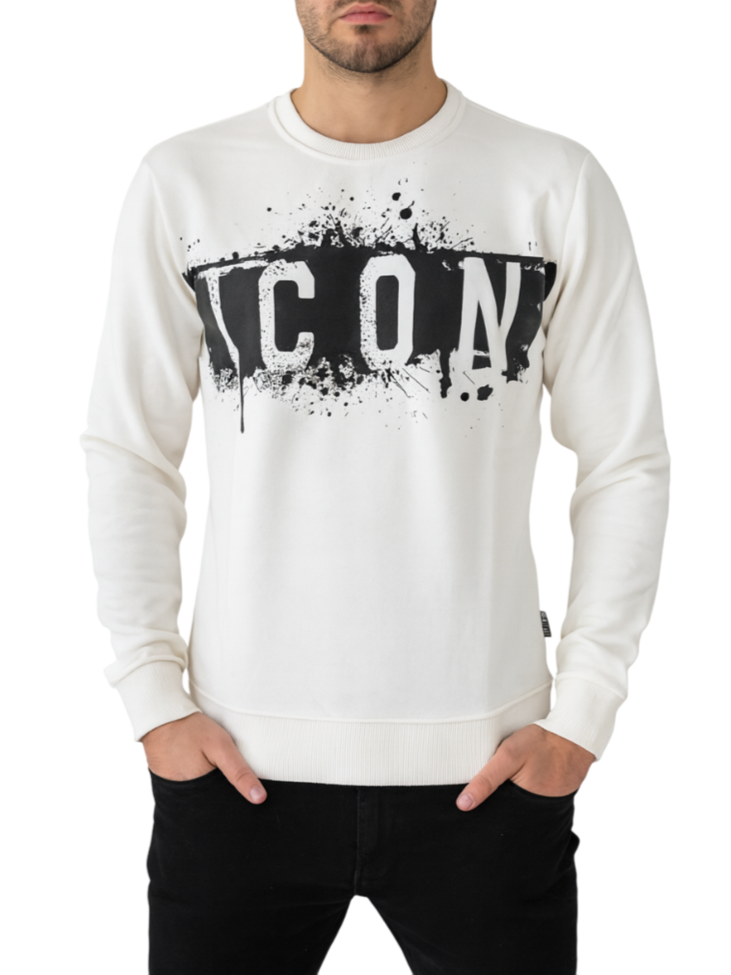 Icon felpa uomo con logo panna ICUF2W6F013 OFF WHITE ICON 