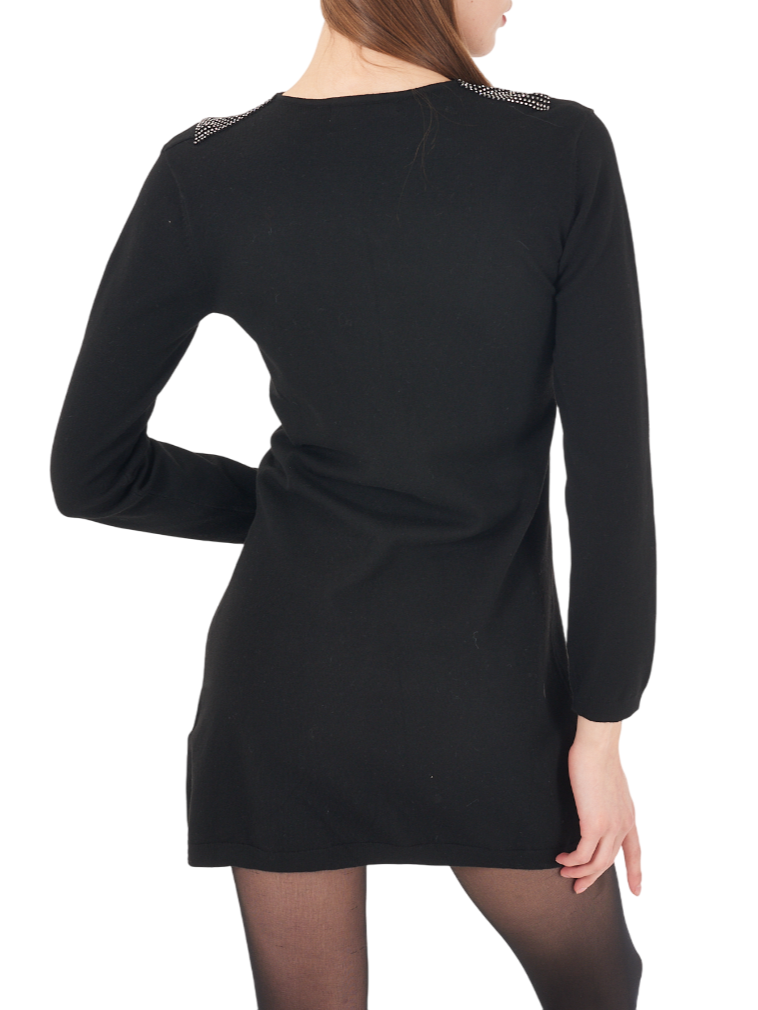 Yes Zee abito in maglia con strass nero A033-Z200 0801 YES-ZEE 