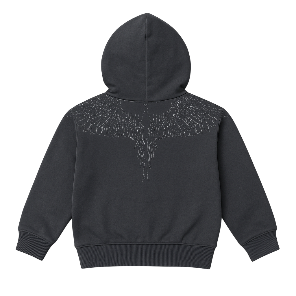 County of Milan felpa con cappuccio dettagli strass nero F5CMJGHS012 110 COUNTY OF MILAN KIDS 