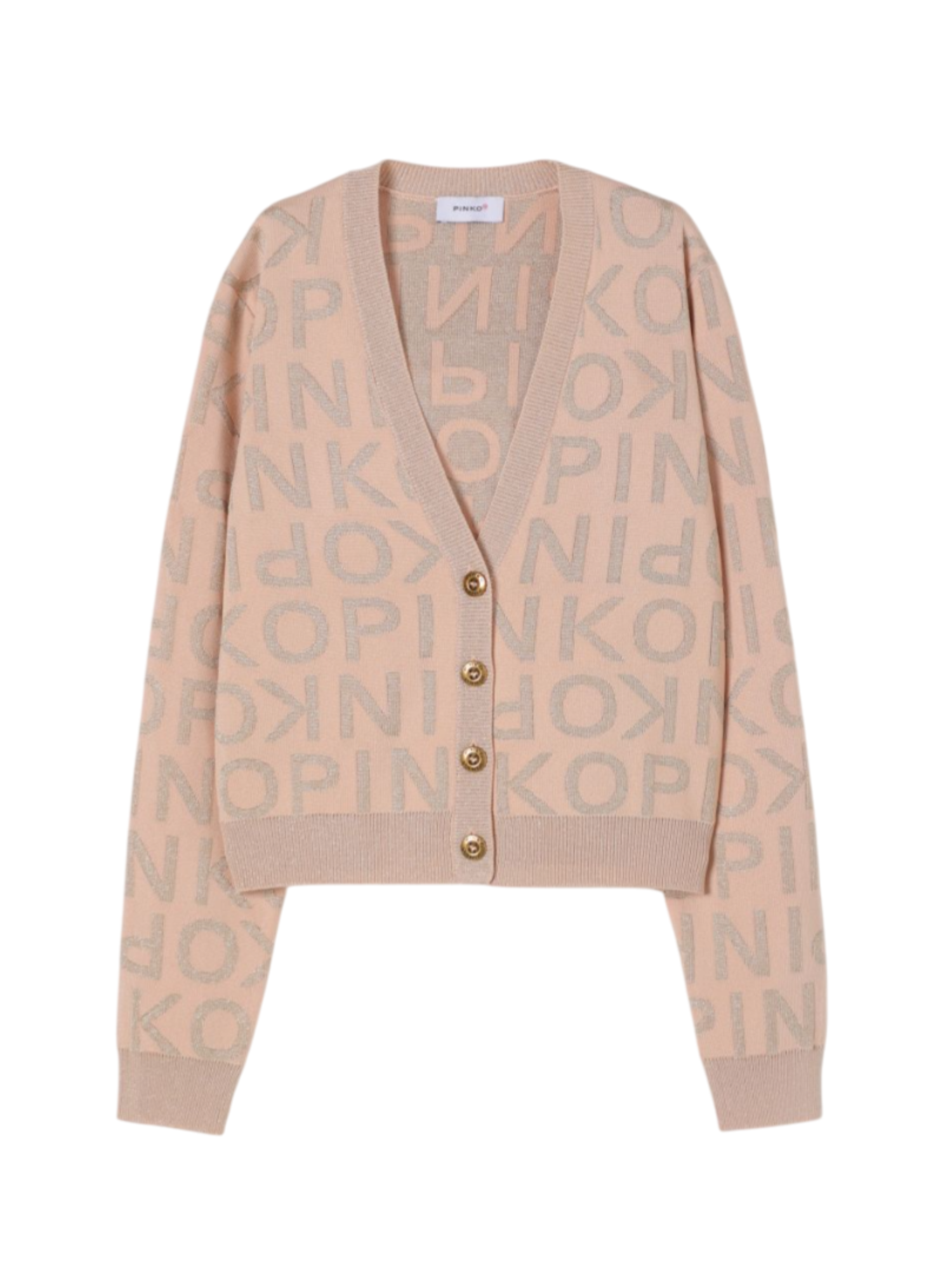 Pinko cardigan con logo lurex all over rosa KFMA005CTV073 C052 PINKO KIDS 
