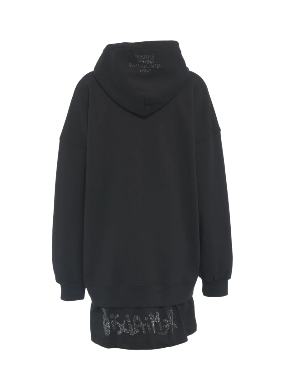 Disclaimer abito in felpa con cappuccio logo strass nero 54691 NERO DISCLAIMER 