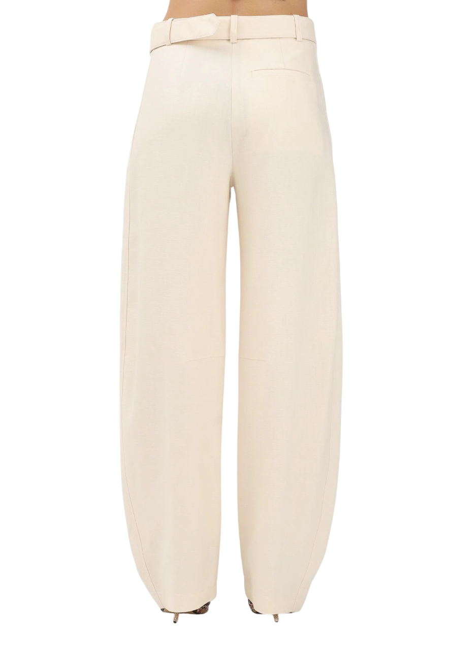 Pinko pantaloni Lexy gamba larga con cintura panna 106492-A2W6 C00 PINKO 