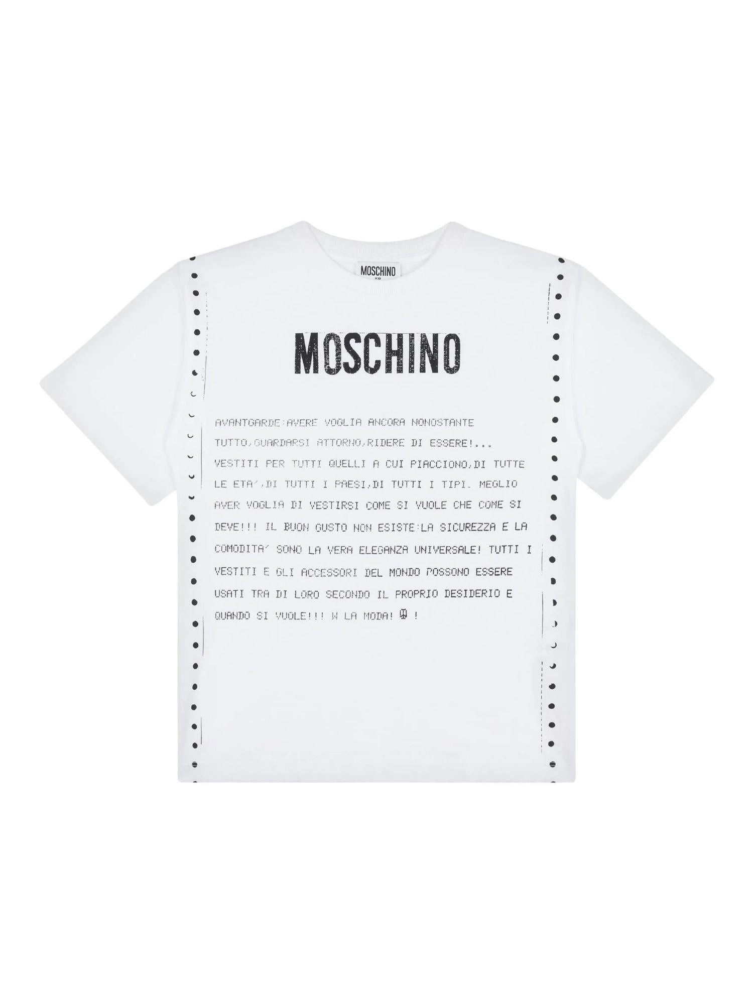 Moschino T-shirt maniche corte in jersey con stampe bianco nero HQM050-LAA02 10101 MOSCHINO 