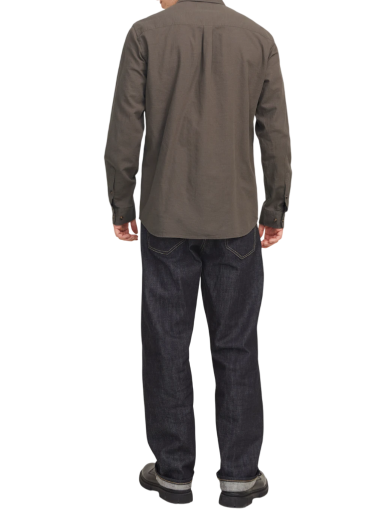 Jack&Jones camicia manica lunga in misto lino marrone 12269315 FALCON JACK&JONES 
