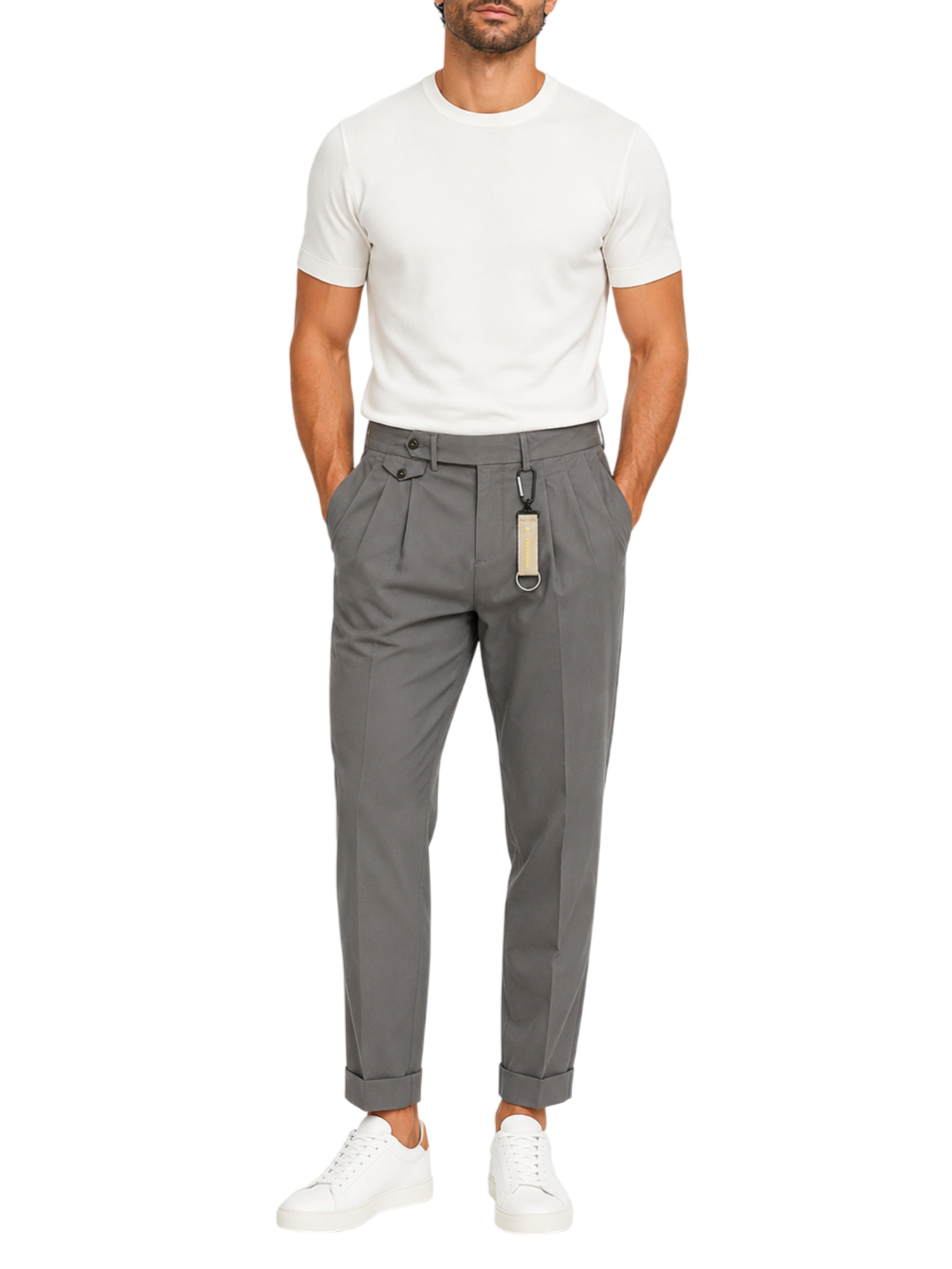 Manuel Ritz pantaloni uomo in cotone con pinces tortora 4032P1668TC-263081 29 MANUEL RITZ 