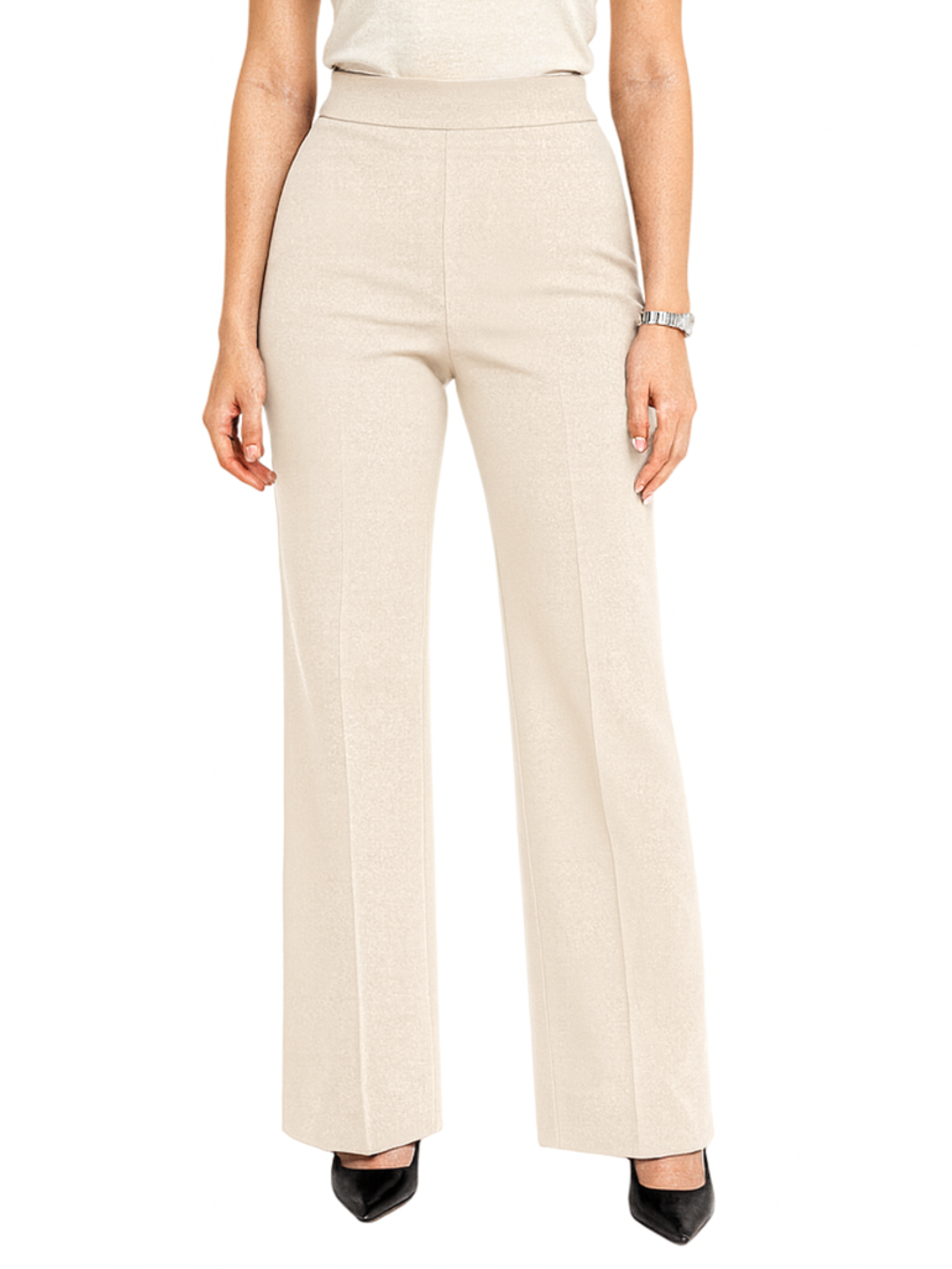Sandro Ferrone pantaloni donna gamba larga beige chiaro S25YBFFISCHIO GESSO Sandro FERRONE 