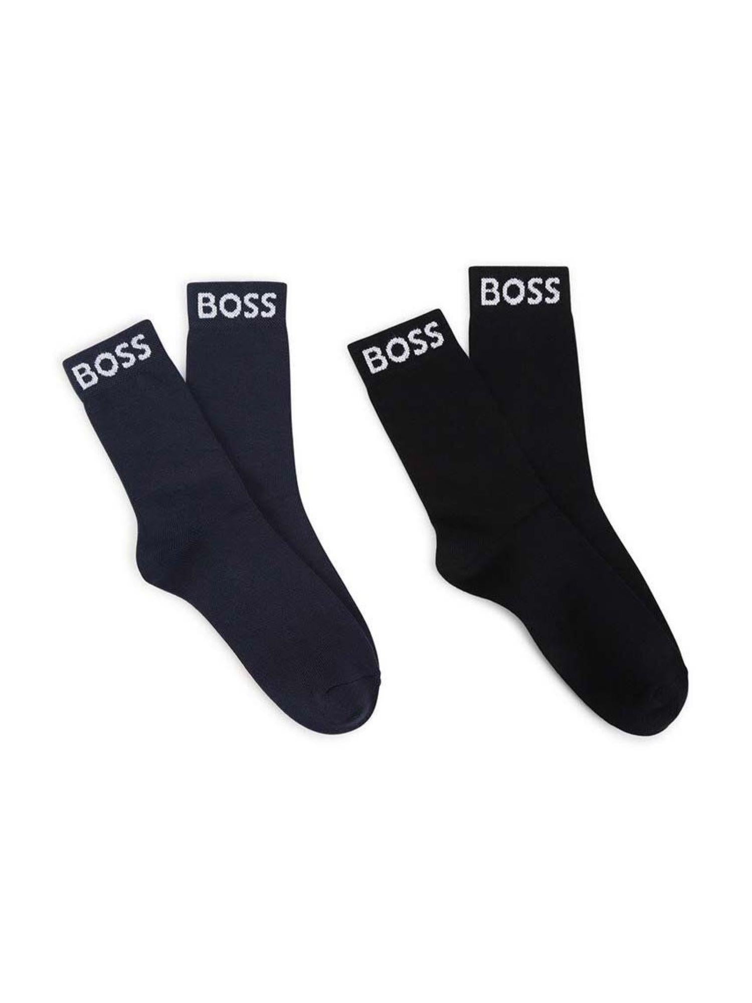 Boss set 2 calzini con logo nero blu J50960 MARINE BOSS 