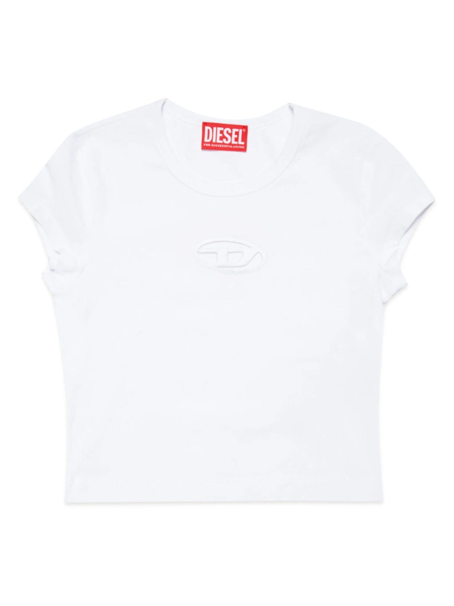 Diesel T-shirt manica corta Tangie con logo cut out bianco J01830-0AFAA K100 DIESEL 