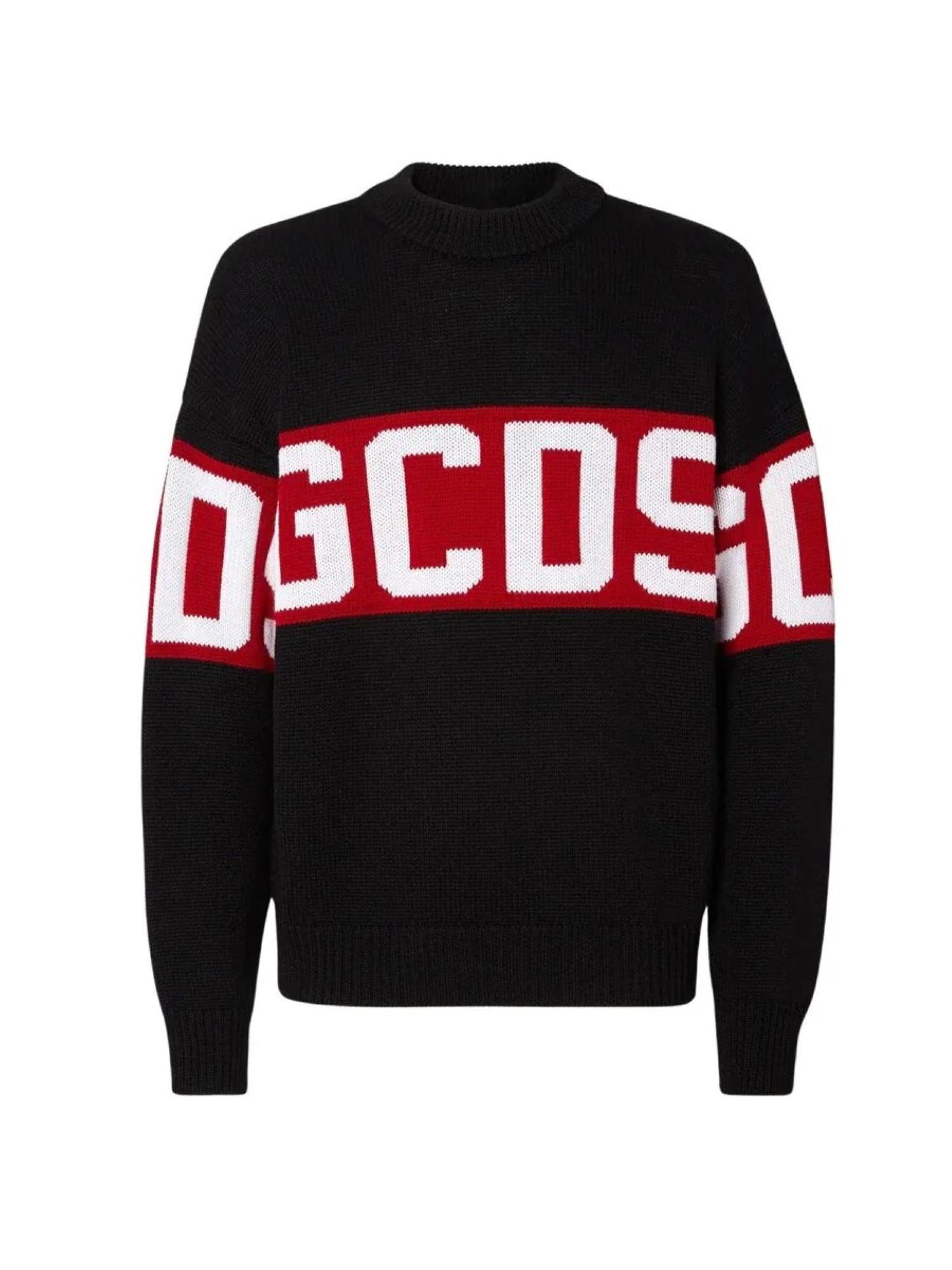Gcds maglia bambino con banda logo nero B2JU1526BA7 BLACK GCDS 
