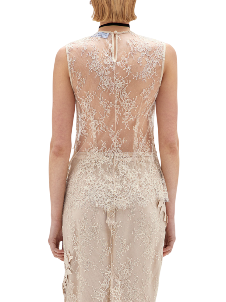 Blugirl top in pizzo con applicazioni floreali macramè beige RA5114J4881 30907 BLUGIRL 