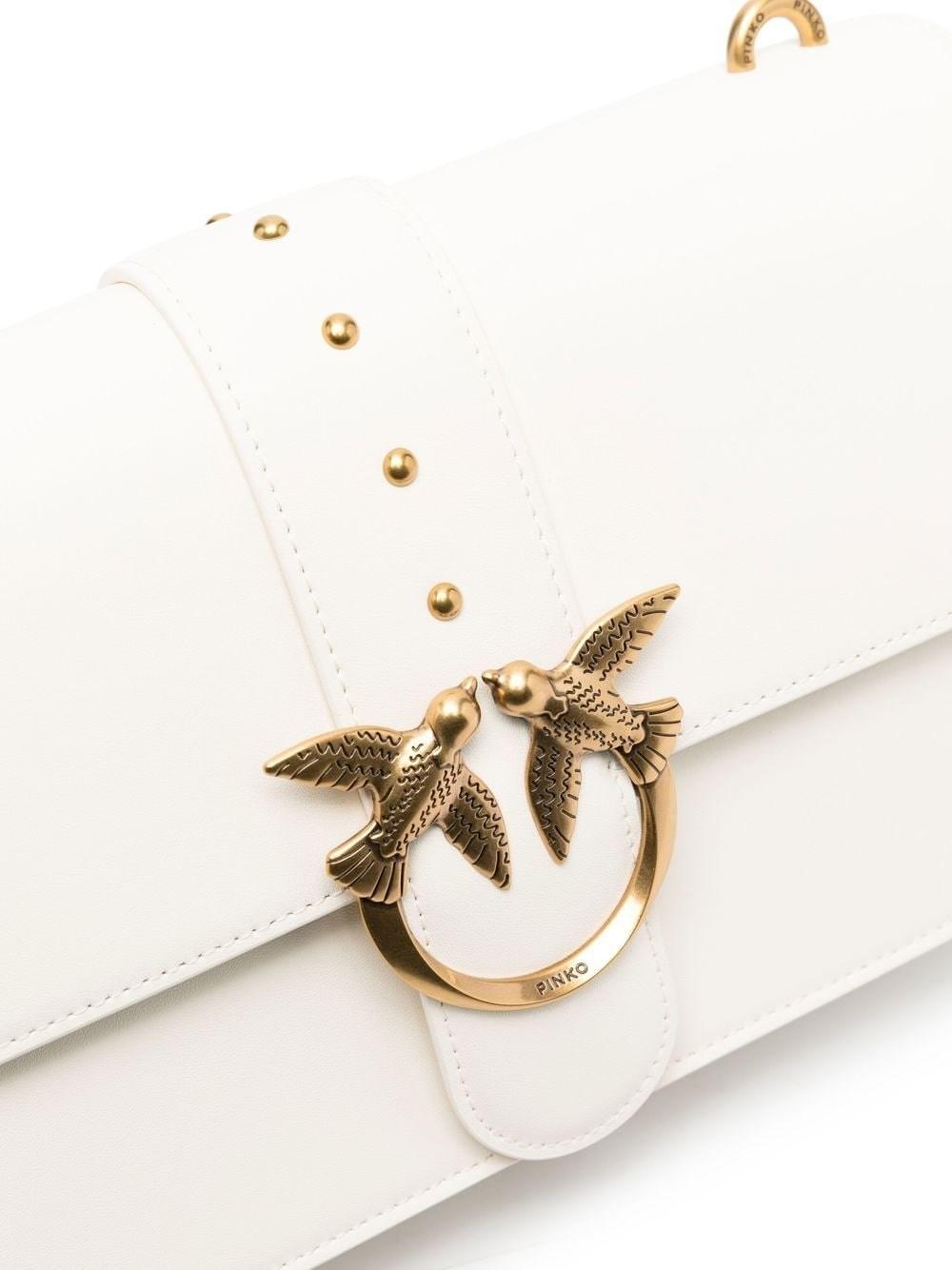 Pinko borsa a tracolla Love Bag One Classic in pelle bianco oro 100053-A0F1 Z14Q PINKO 