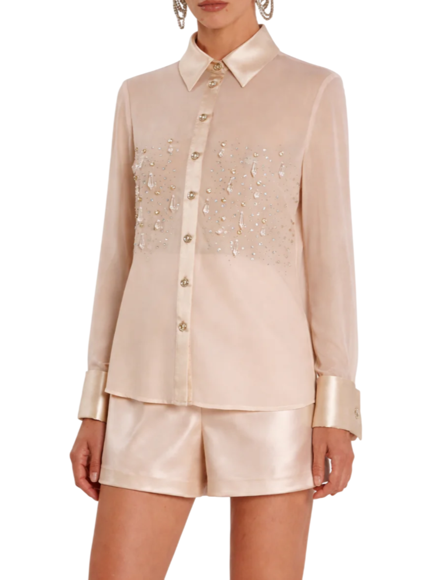 Relish camicia Kiton con applicazioni gioiello rosa cipria KITON 1115 RELISH 