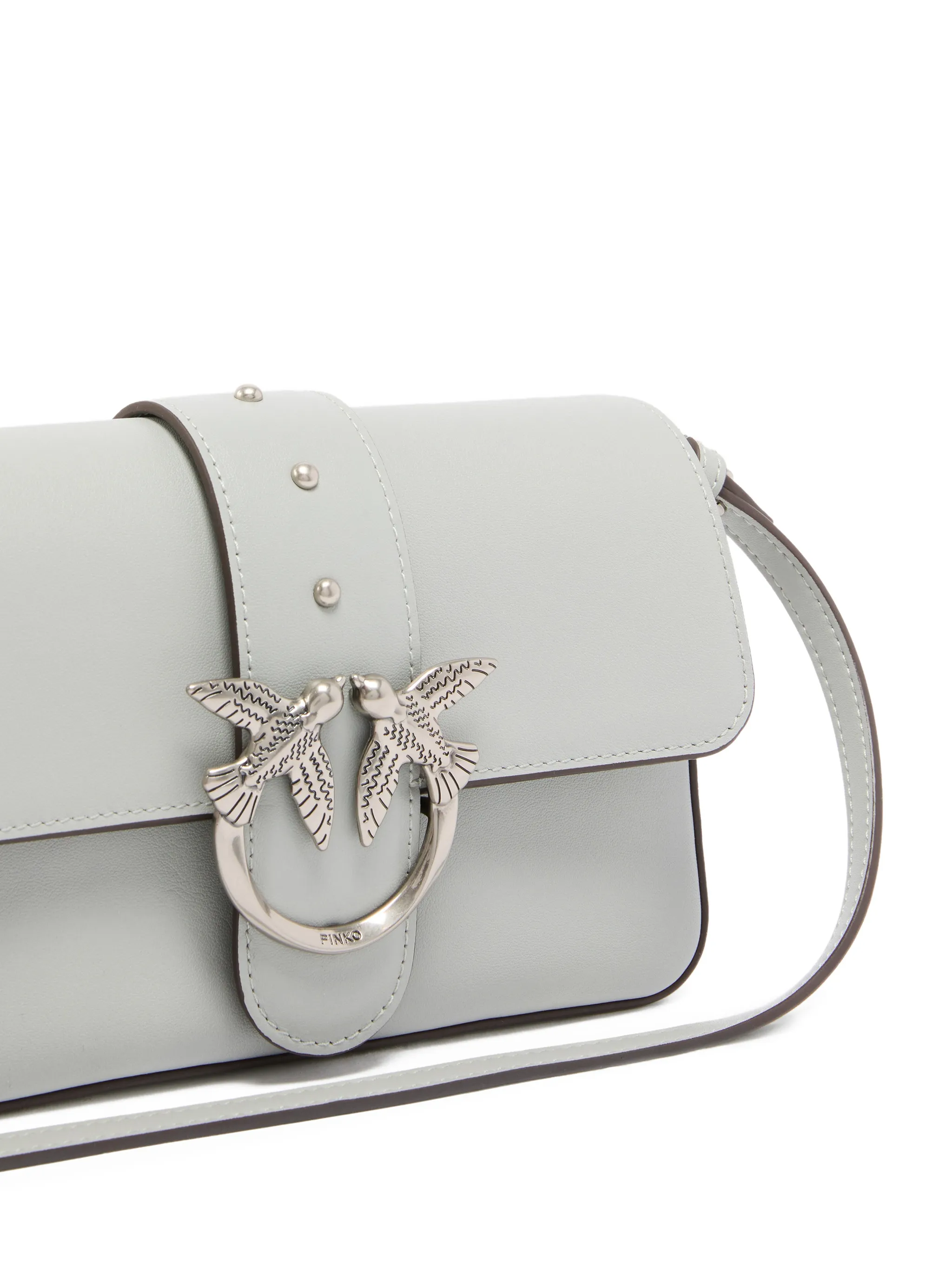 Pinko borsa Love Bag One Mini Slouchy in pelle grigio perla argento 104340-A0QO K32O PINKO 
