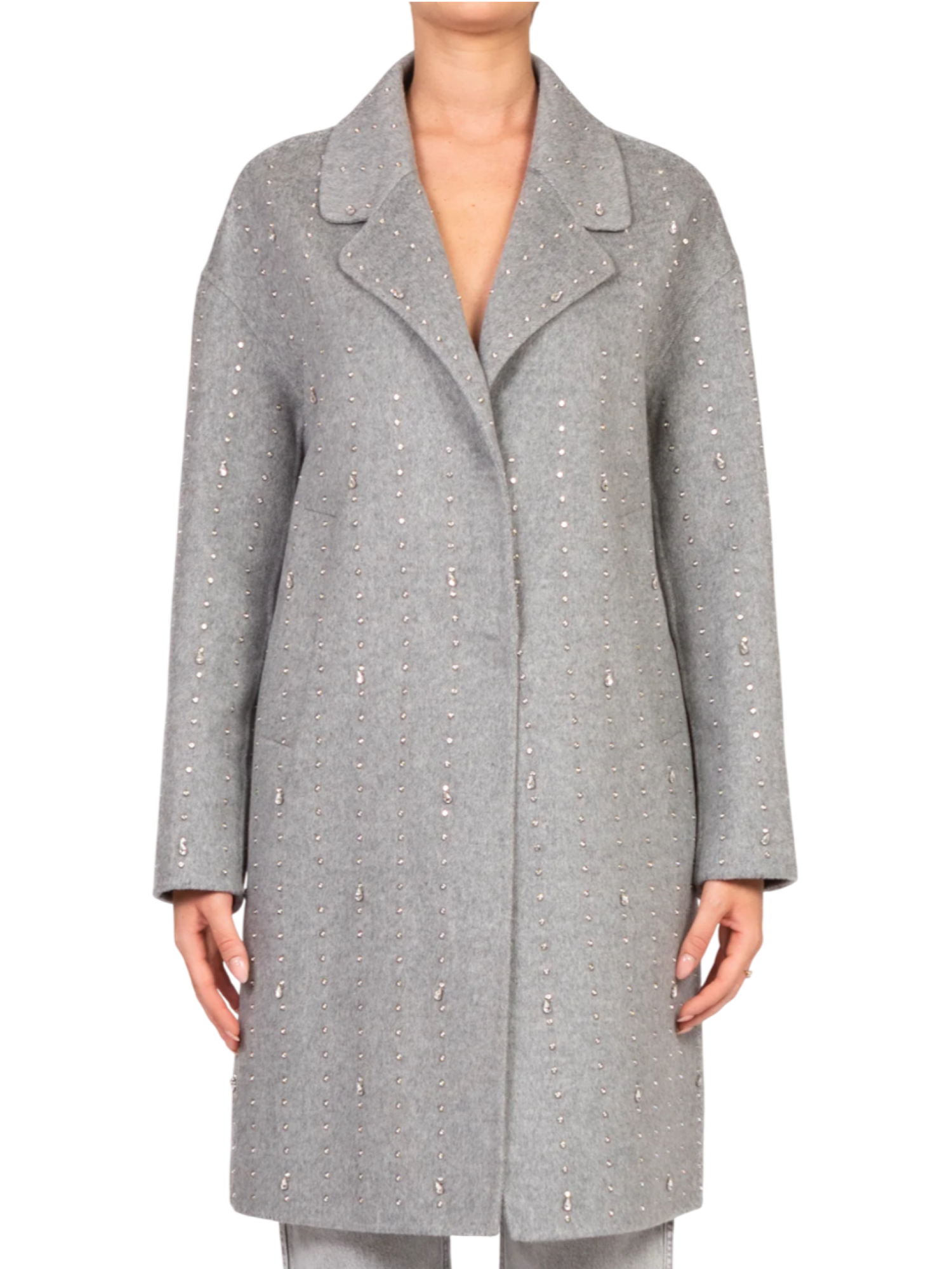Vicolo cappotto misto lana con strass grigio TF0033 GRIGIO VICOLO 