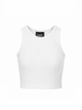 Disclaimer top crop bambina a costine bianco