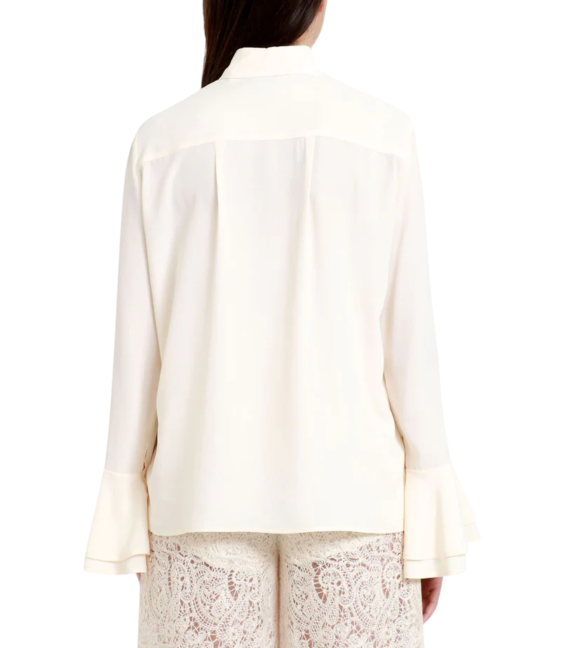 Simona Corsellini camicia manica lunga con balze beige chiaro P25CPCA00102 0359 SIMONA CORSELLINI 