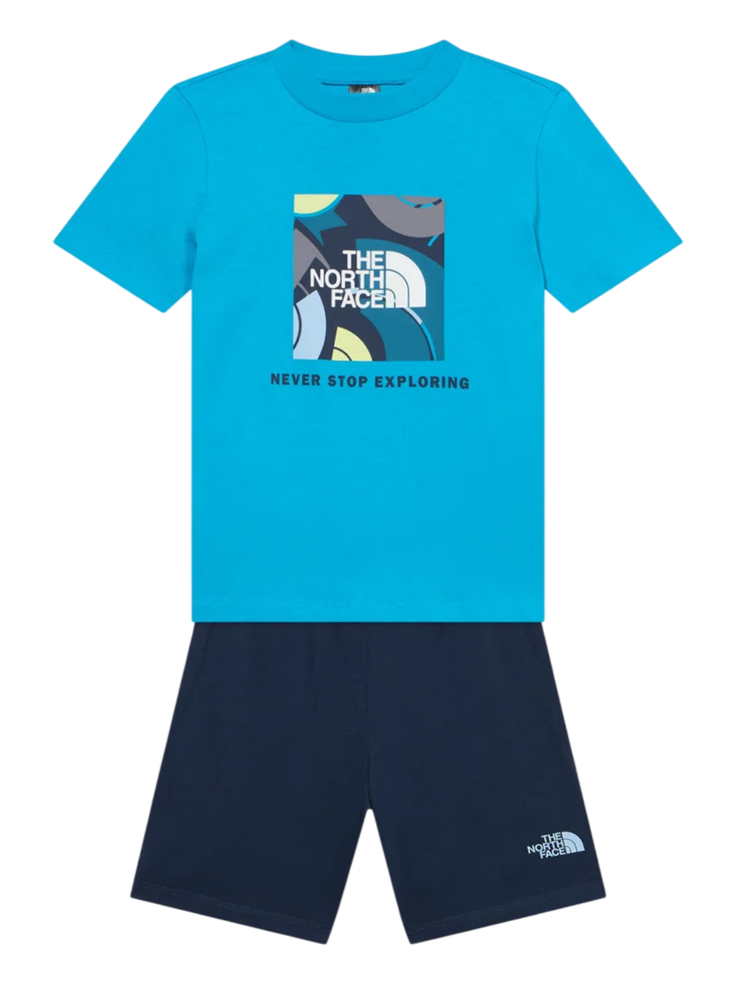 The North Face completo bambino T-shirt e shorts turchese blu NF0A8G1H DGY1 THE NORTH FACE 