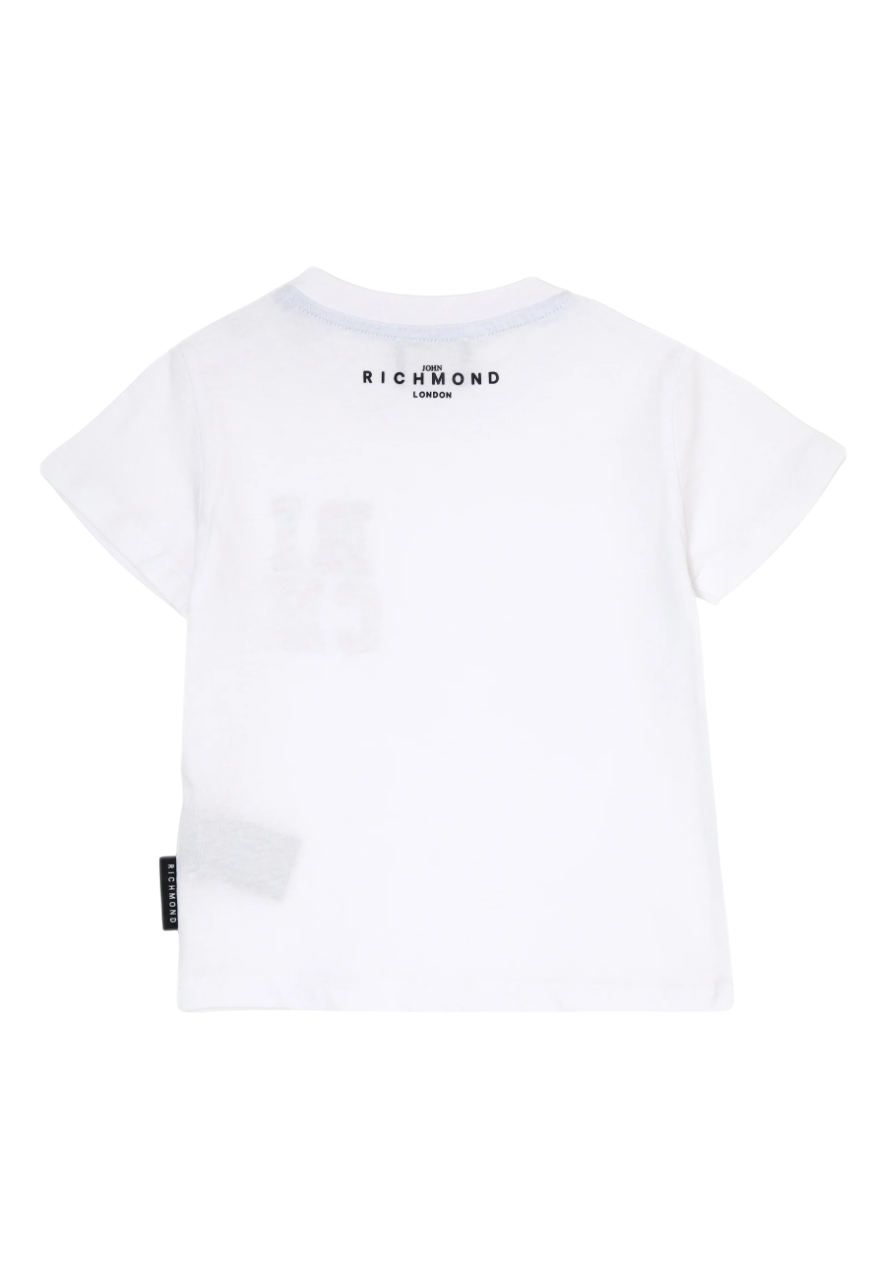 John Richmond completo T-shirt e shorts in cotone bianco arancione RIP25050CJ WHITE-APR John RICHMOND 