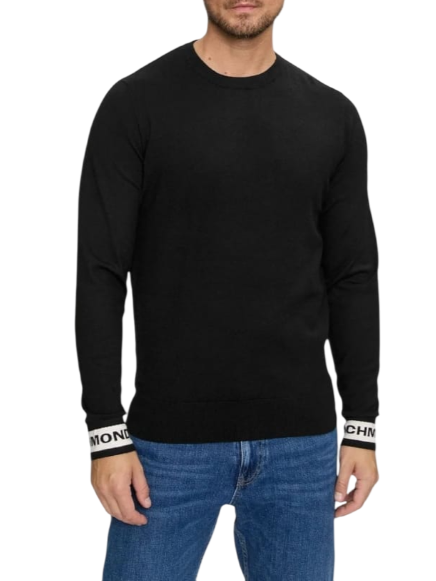 John Richmond maglia Catran con polsini logati nero UMP25307MA BLACK John RICHMOND 