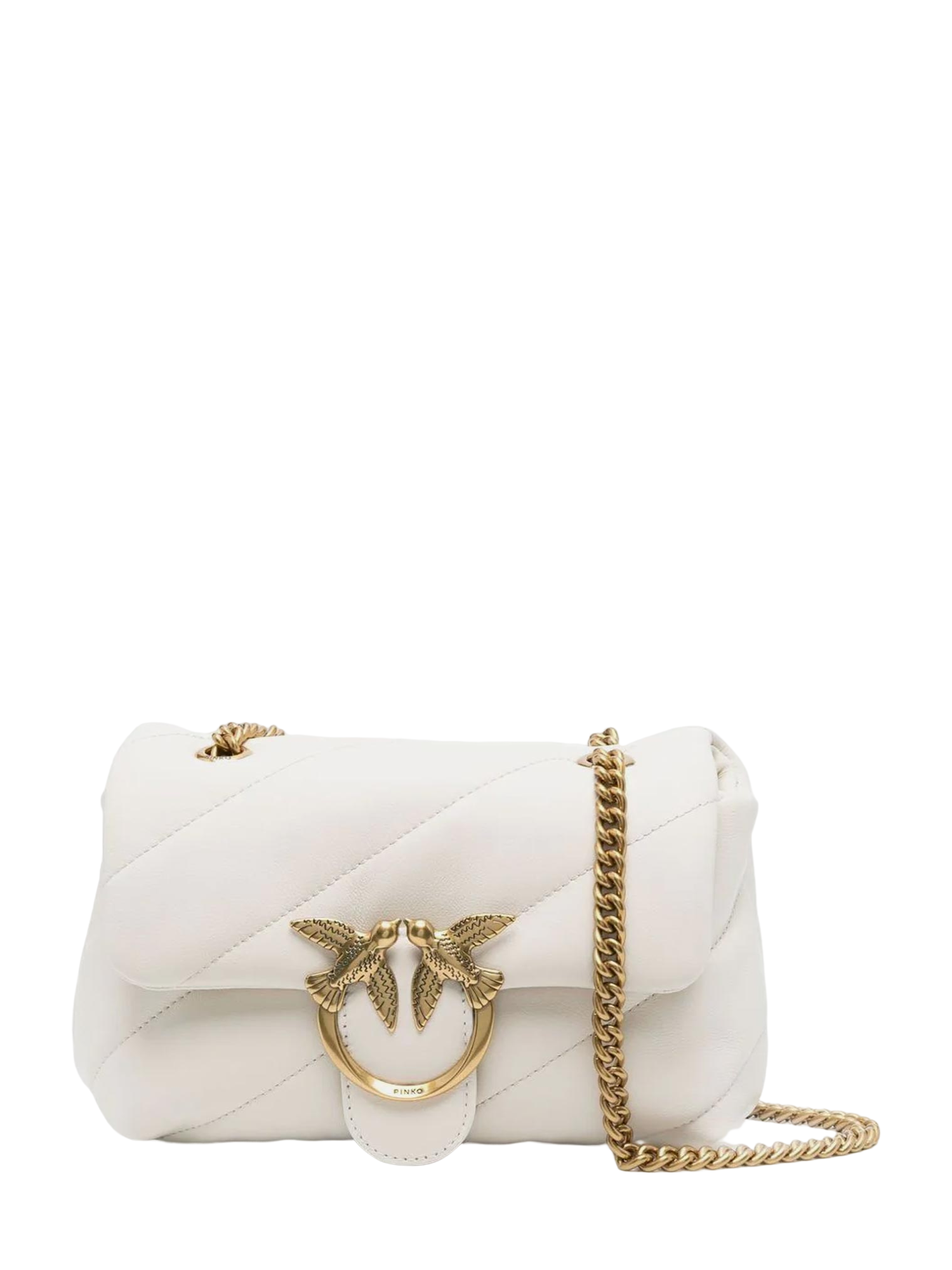 Pinko borsa a spalla Love Bag Mini Puff in pelle trapuntata bianco oro 100039-A0F2 Z14Q PINKO 
