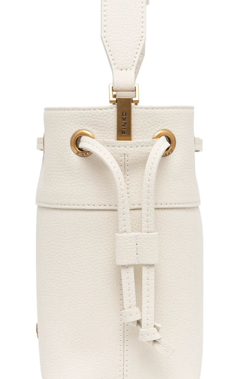 Pinko borsa a secchiello in pelle martellata bianco 104303-A29Q Z14Q PINKO 