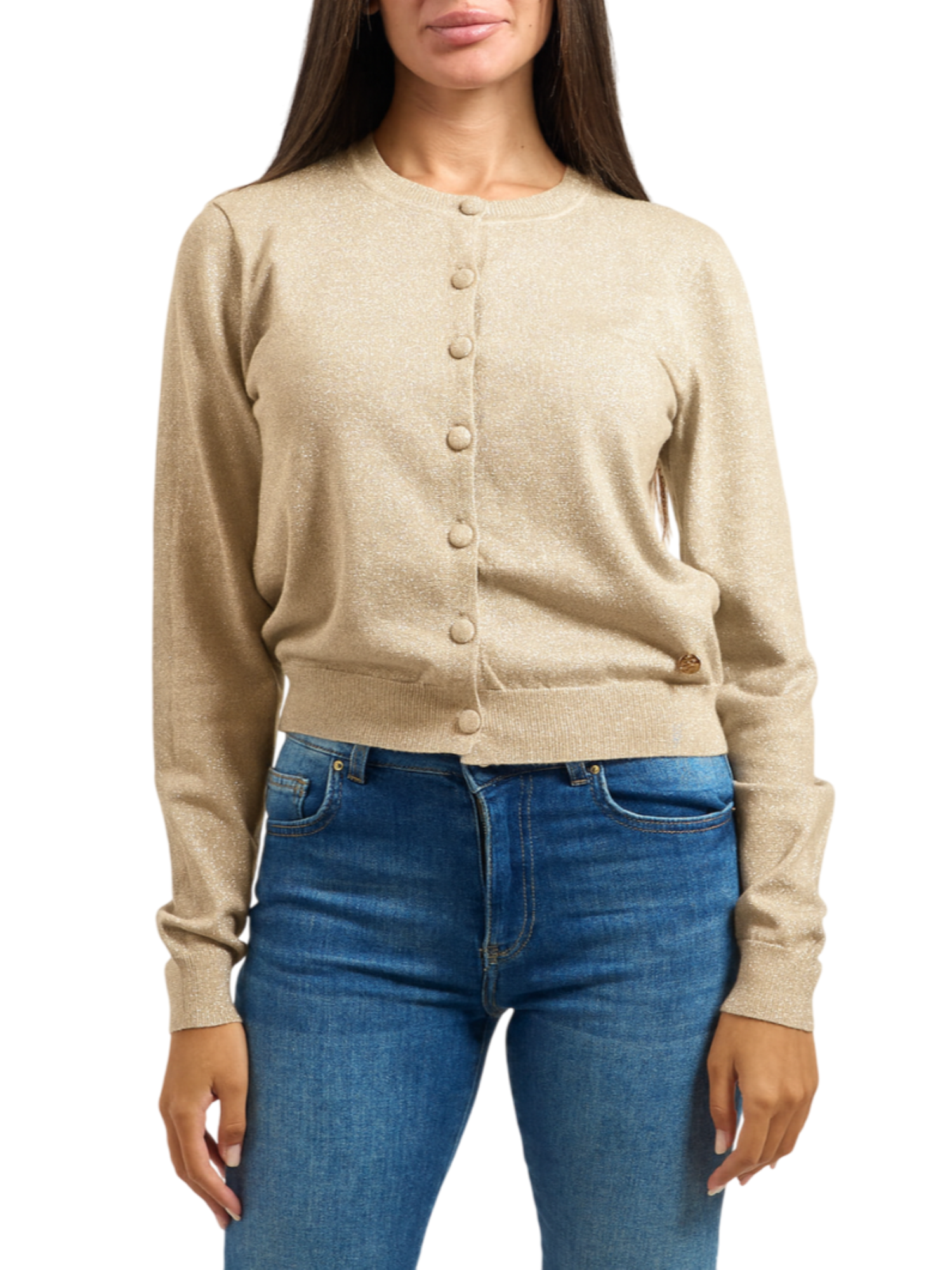 Yes Zee cardigan donna in lurex beige M001-BL00 0222 YES-ZEE 